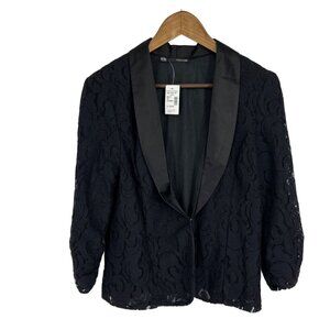 Maurices Long Sleeve Satin Lapel Lace Overlay Hook and Eye Close Blazer Sz XL